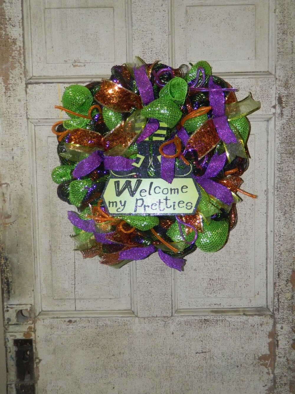 Halloween "Welcome My Pretties" Door Wreath" Handmade